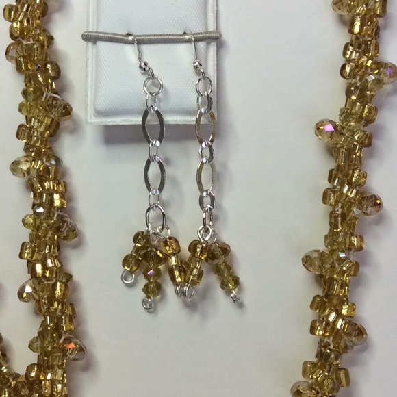 FINAL SALE PRICE Yellow Glass & Swarovski Crystal Jewelry Set - Picture 3 of 5